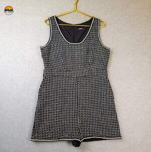 Cider One-Piece Romper Black White Gold Tweed Sleeveless Pockets Women's Size XL